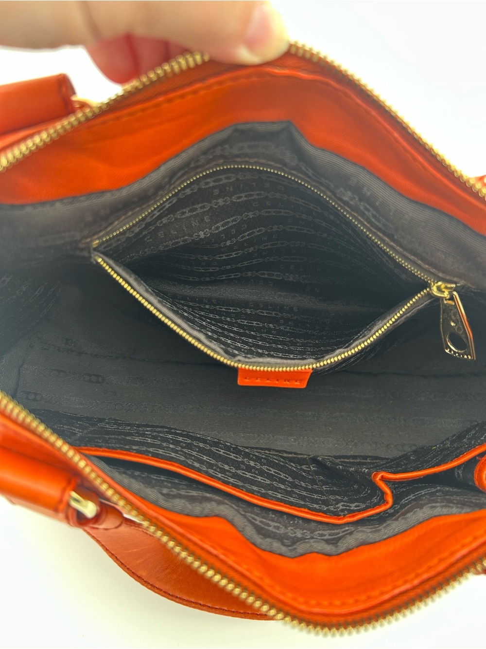 Celine - Orange Leather Studded Satchel / Y2K Purse / Bag - Picture 14 of 16